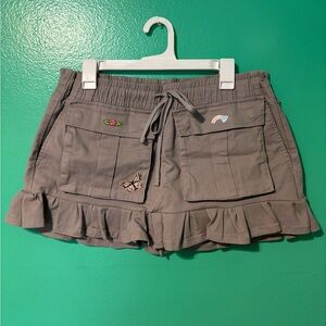 Upcycled Gray Ruffle Hem Mini Skirt